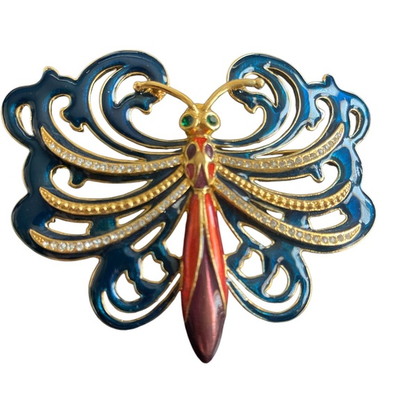 Cindy Adams Jewelry - Cindy Adams Enamel Butterfly Brooch/Pendant